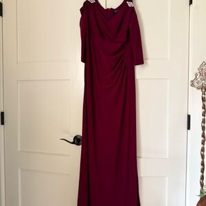 R&M Richards One Shoulder Burgundy Dress